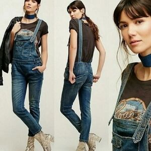 Women's 26 Free People Distressed Skinny Overalls Skinny Distressed Bibs
